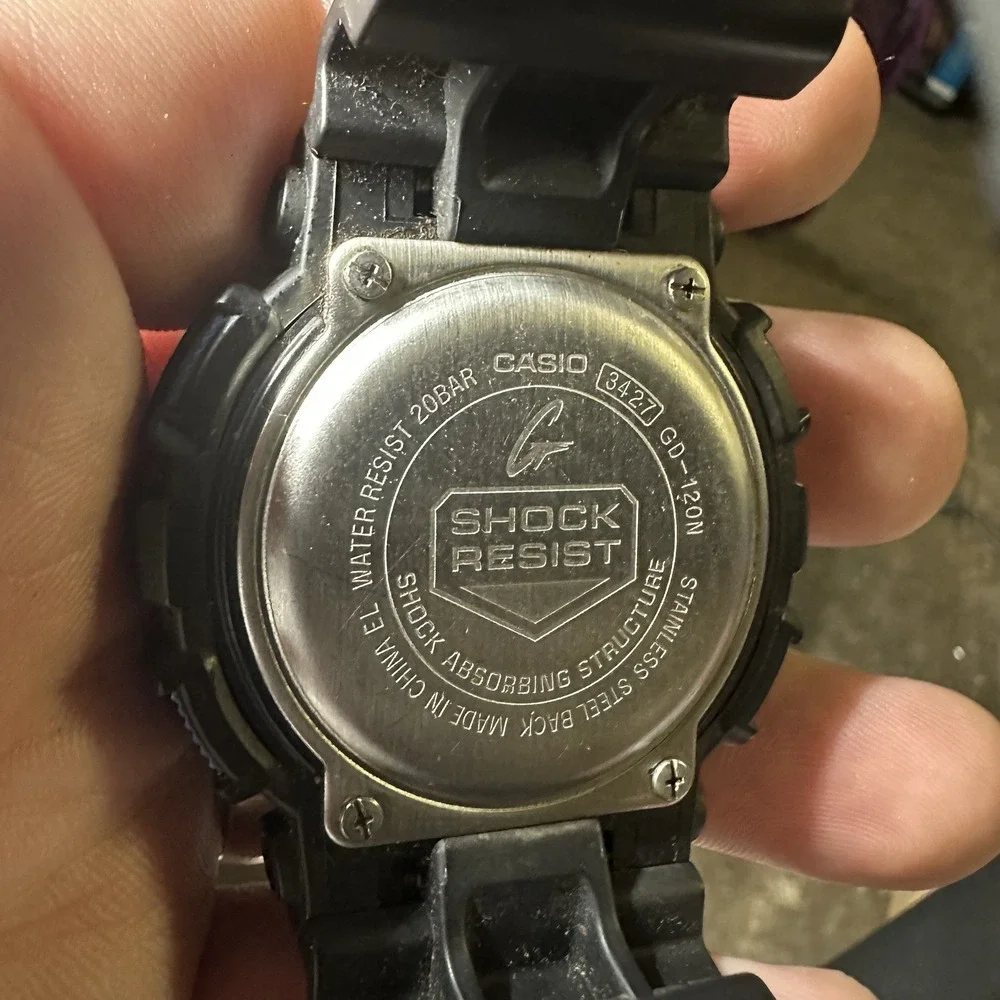 Casio G-Shock GD-120N Black & Blue Negative Display Men's Digital Watch Working